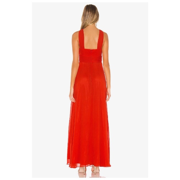 Jill Stuart / Revolve Asymmetrical Colorblock Chiffon Gown Dress Red Size 2 or 4 - Picture 3 of 3